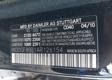 2010 Mercedes-Benz C 300 Luxury 4Matic/Sport 4Matic from USA, damaged, VIN WDDGF8BB1AR126154